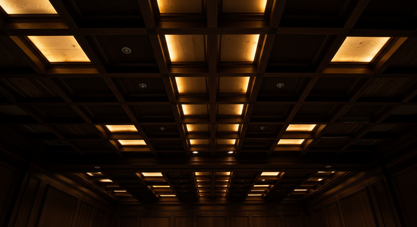 Kasetli (coffered) tavan ile kurumsal toplantı odası